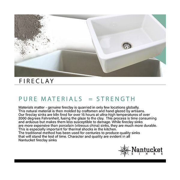 Nantucket Sinks Wellfleet-PS3320W 33-Inch Dualmount Fireclay Kitchen Sink