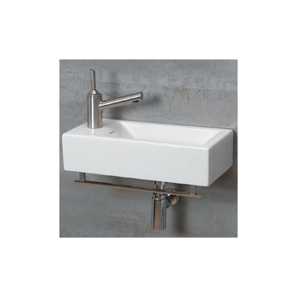 Whitehaus WH1-114.TB White Ceramic Bath Wall Mount Basin Sink w/ Towel Bar
