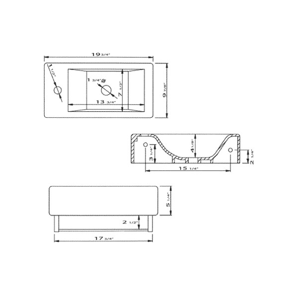 Whitehaus WH1-114.TB White Ceramic Bath Wall Mount Basin Sink w/ Towel Bar