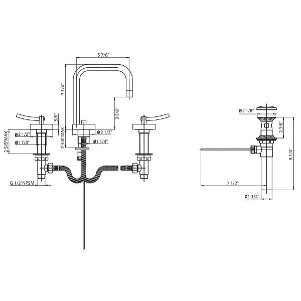 Whitehaus WH81214L Widespread Modern Lever Handle Bathroom Faucet