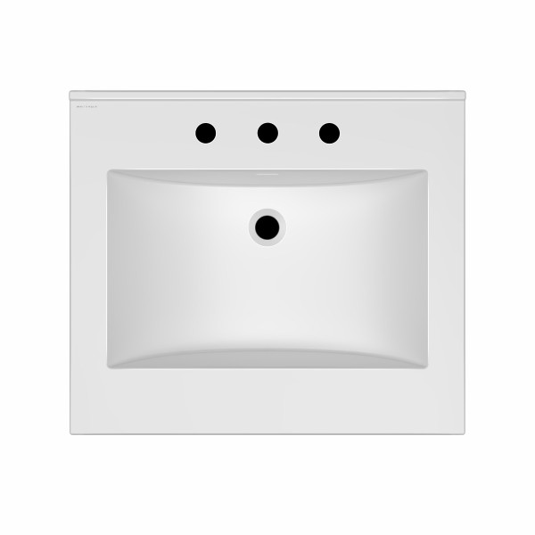 Whitehaus WHCS2522-3H 25" Countertop Vanity Sink w/ Rect Bowl Widespread Faucet & Ove