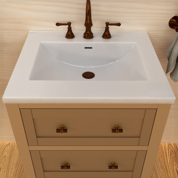 Whitehaus WHCS2522-3H 25" Countertop Vanity Sink w/ Rect Bowl Widespread Faucet & Ove
