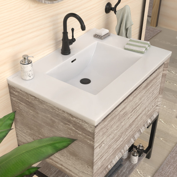 Whitehaus WHCS3122-1H 31" Countertop Vanity Sink w/ Rect Bowl Single Faucet & Overflo