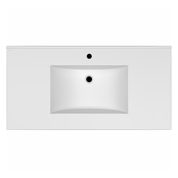 Whitehaus WHCS4322-1H 43" Countertop Vanity Sink w/ Rect Bowl Single Faucet & Overflow