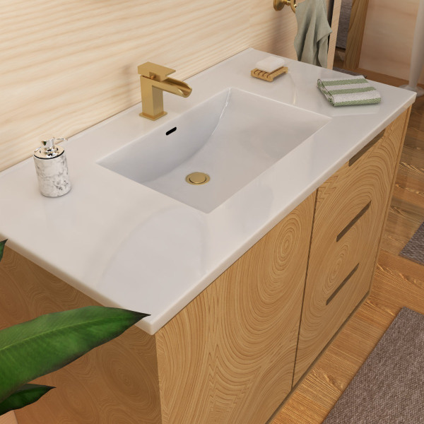 Whitehaus WHCS4322-1H 43" Countertop Vanity Sink w/ Rect Bowl Single Faucet & Overflow