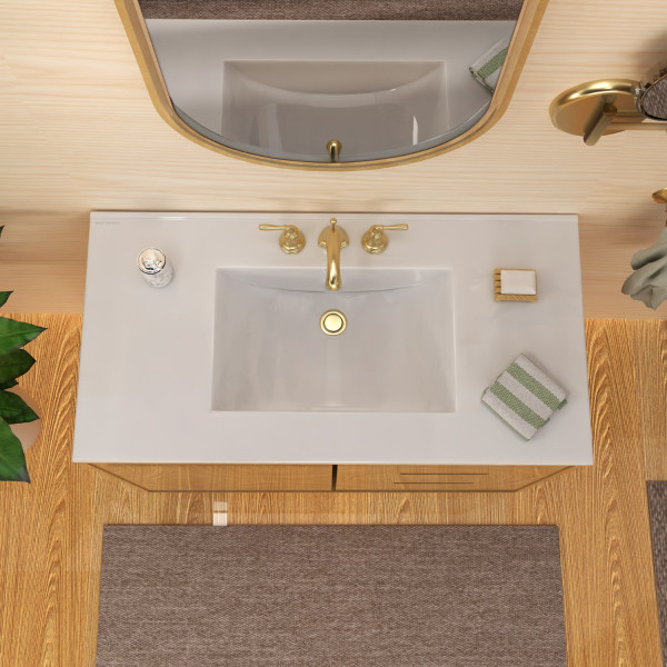 Whitehaus WHCS4322-3H 43" Countertop Vanity Sink w/ Rect Bowl Widespread Faucet & Overflow