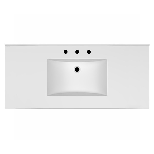 Whitehaus WHCS4922-3H 49" Countertop Vanity Sink w/ Rect Bowl Widespread Faucet & Overflow
