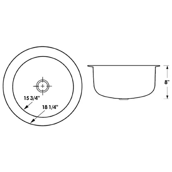 Whitehaus WHE1818R Elementhaus Undermount Circular Single Fireclay Sink