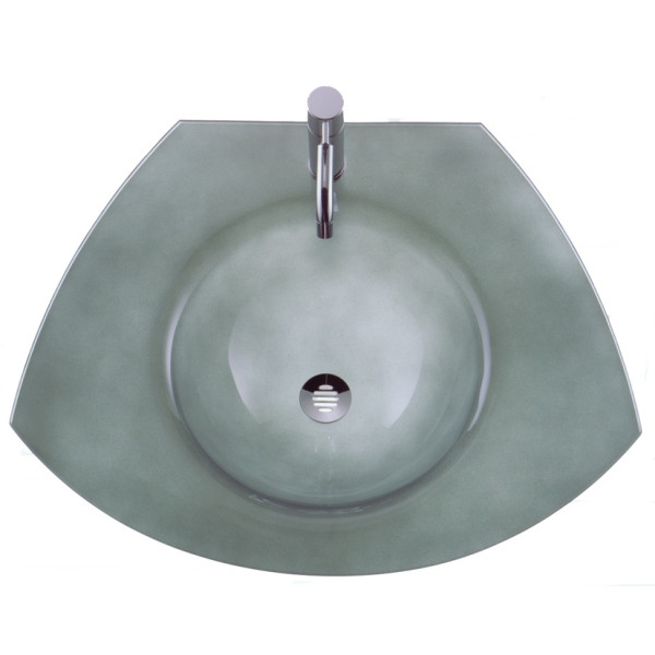 Whitehaus WHECOLOOM Trapezoidal Glass Counter Top w/ Integrated Round Basin