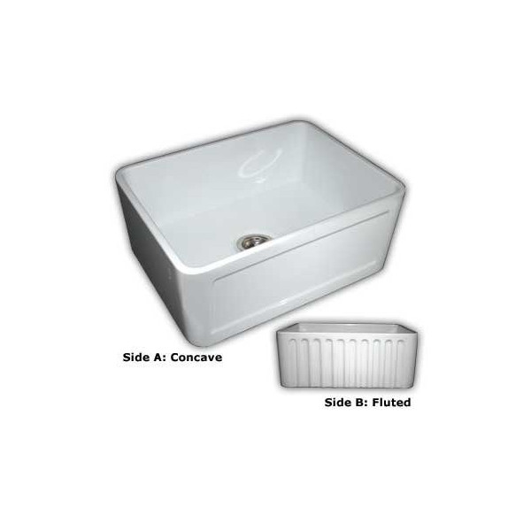 Whitehaus WHFLCON2418-WHITE 24 Inch Fireclay Farmhouse Kitchen Sink
