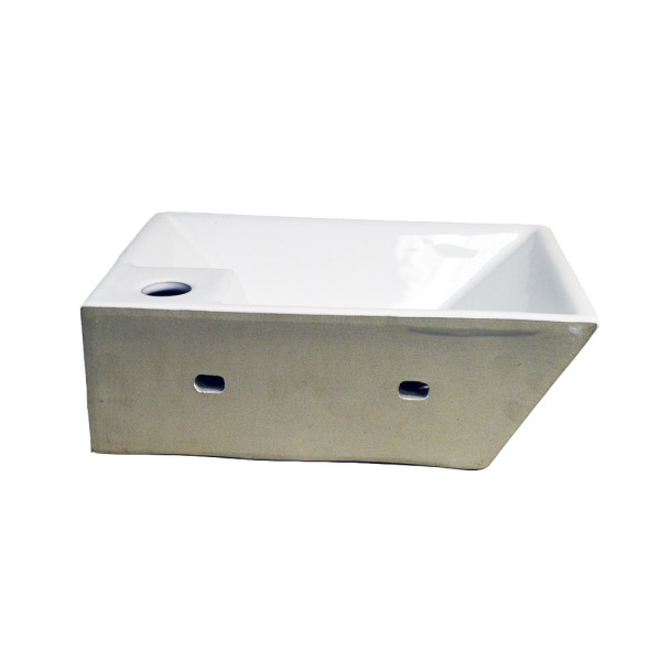 Whitehaus WHKN1142 Isabella White Wall Mount Single Faucet Hole Basin