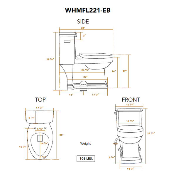 Whitehaus WHMFL221-EB Magic Flush Eco-Friendly Toilet w/ Elongated Bowl