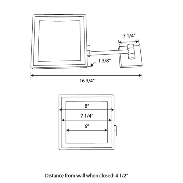 Whitehaus WHMR25 Square Wall Mount Led 5X Magnified Mirror