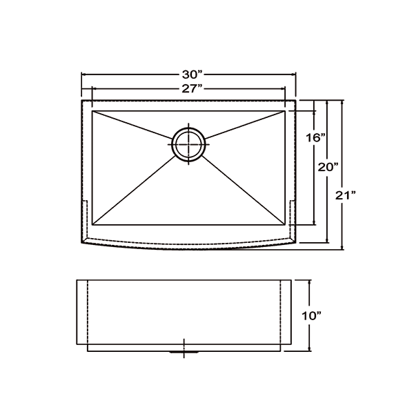 Whitehaus WHNCMAP3021 Stainless Steel 30'' Arched ApronFront Kitchen Sink