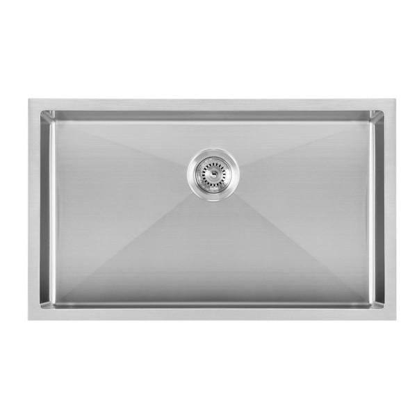 Whitehaus WHNPL3018-BSS 30 Inch Noah Plus 6 Gauge Frame Dual Mount Sink Set