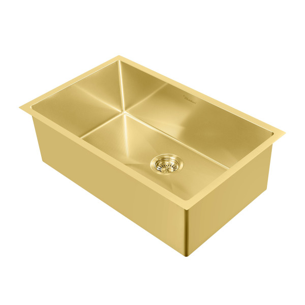 Whitehaus WHNPL3318 16 gauge Single Bowl Linen Textured Dual-Mount Sink Set