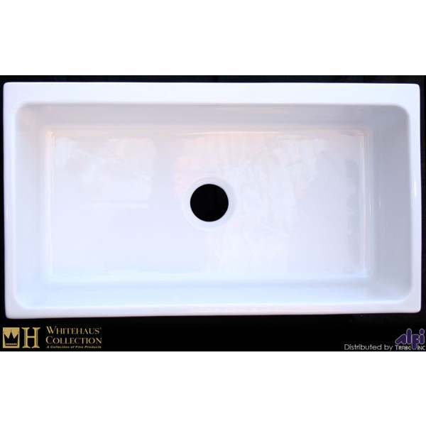 Whitehaus WHQ536 Single Bowl Fireclay 36'' Farmhouse Apron Kitchen Sink