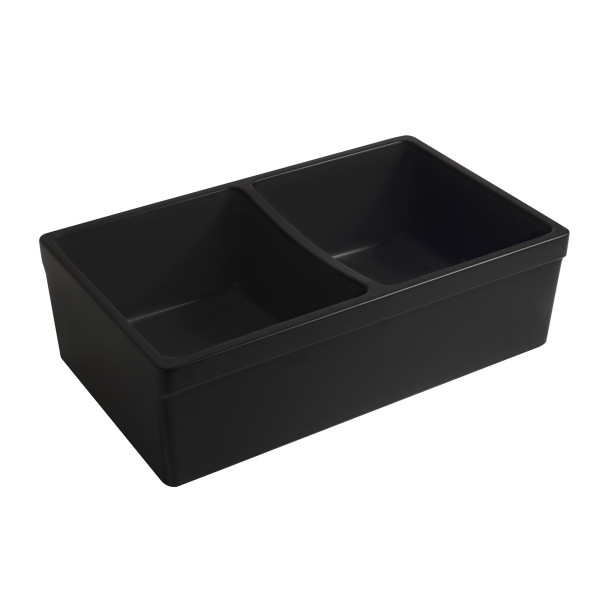 Whitehaus WHQDB332-M Quatro Alcove Matte Double Bowl Fireclay Kitchen Sink