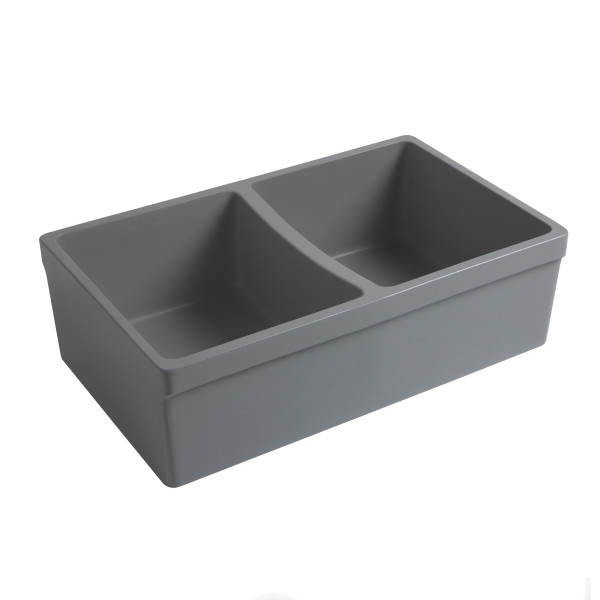 Whitehaus WHQDB332-M Quatro Alcove Matte Double Bowl Fireclay Kitchen Sink