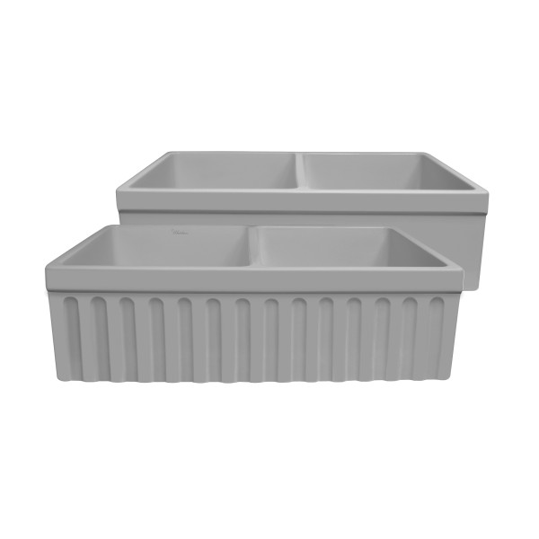 Whitehaus WHQDB332-M Quatro Alcove Matte Double Bowl Fireclay Kitchen Sink