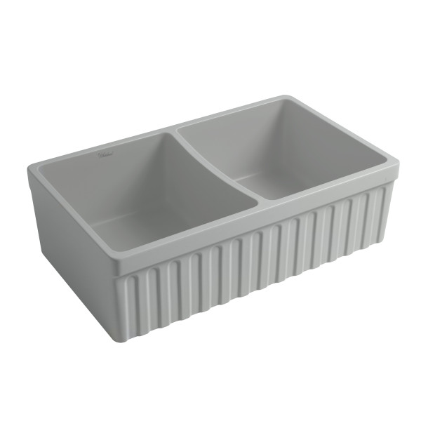 Whitehaus WHQDB332-M Quatro Alcove Matte Double Bowl Fireclay Kitchen Sink