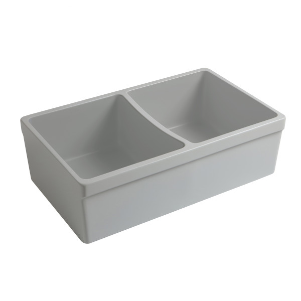 Whitehaus WHQDB332-M Quatro Alcove Matte Double Bowl Fireclay Kitchen Sink