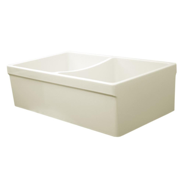 Whitehaus WHQDB532 Double Bowl Fireclay 33'' Farmhouse Apron Kitchen Sink