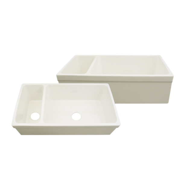 Whitehaus WHQDB542 Double Bowl Fireclay 36'' Farmhouse Apron Kitchen Sink