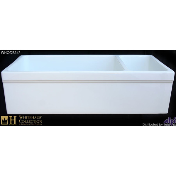 Whitehaus WHQDB542 Double Bowl Fireclay 36'' Farmhouse Apron Kitchen Sink