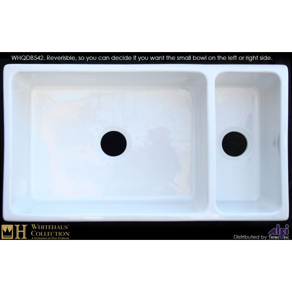 Whitehaus WHQDB542 Double Bowl Fireclay 36'' Farmhouse Apron Kitchen Sink