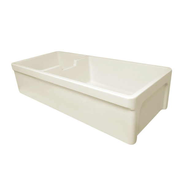Whitehaus WHQDB5542 Farmhaus Fireclay Large Reversible Sink and Small Bowl