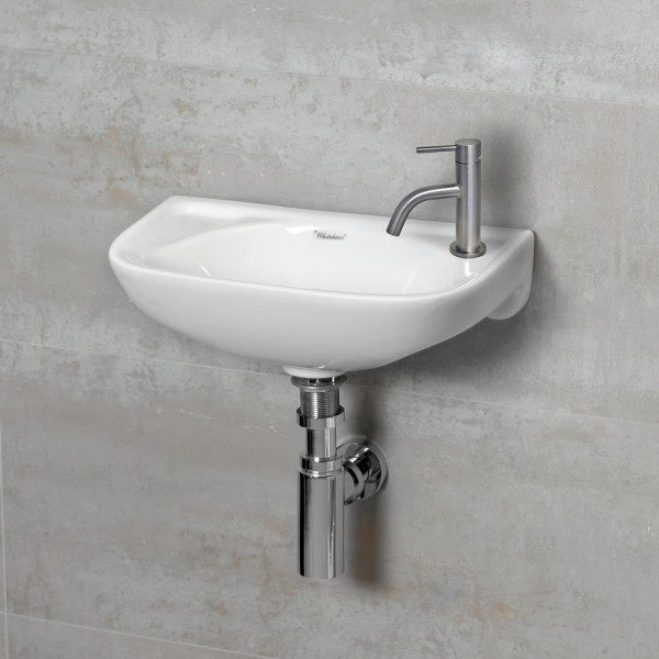 Whitehaus WHS1010-SB Solid Stainless Steel Single Lever Lavatory Faucet