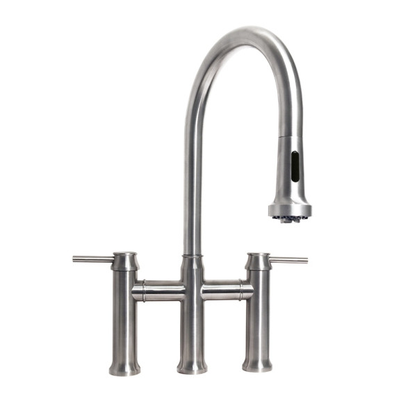 Whitehaus WHS6900-PDK Waterhaus Lead-Free Stainless Steel Bridge Faucet