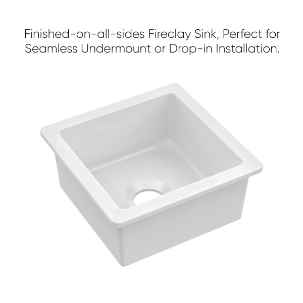Whitehaus WHUF1818 Undermount Fireclay Kitchen Sinks with Stainless Steel Grid