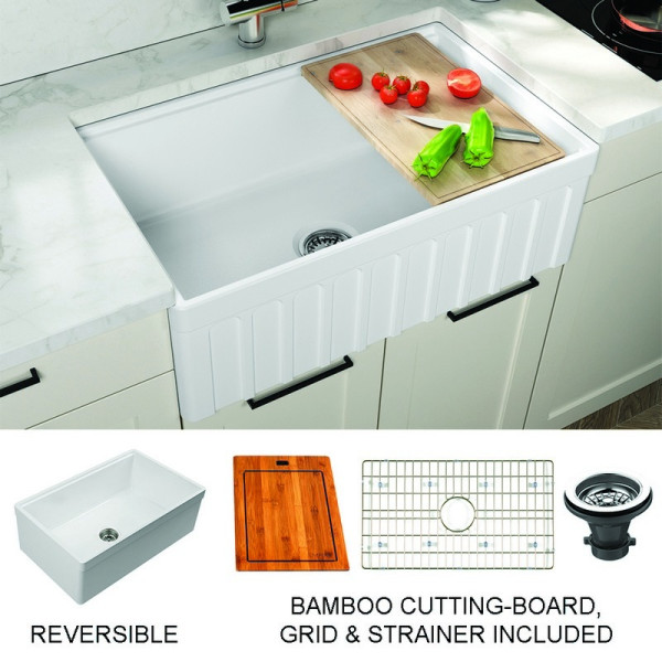 Empire YO30G Yorkshire 30" Kitchen Sink w/ Cutting-Board Grid & Strainer