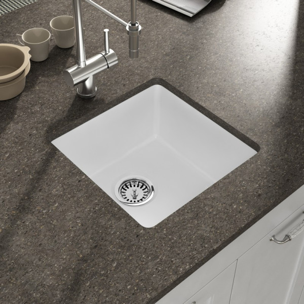 Empire YU17SG Yorkshire Undermount 18 Inch Round Bar Kitchen Sink in White