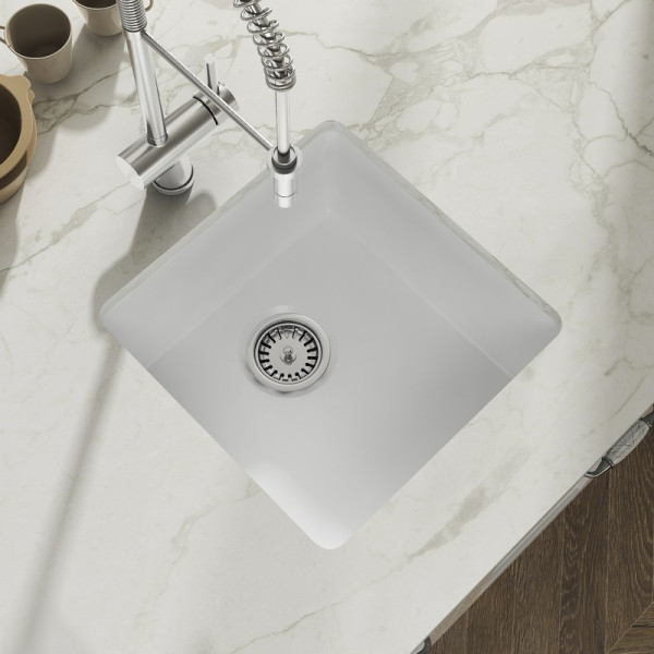Empire YU17SG Yorkshire Undermount 18 Inch Round Bar Kitchen Sink in White