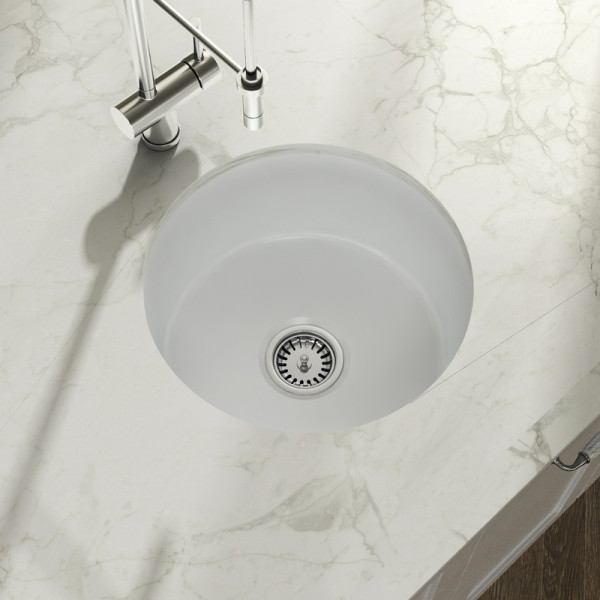 Empire YU18RG Yorkshire Fireclay 17 Inch Square Bar Kitchen Sink in White