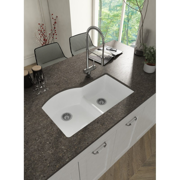 Empire YU33DDG Yorkshire Undermount 33" Double Bowl Kitchen Sink in White