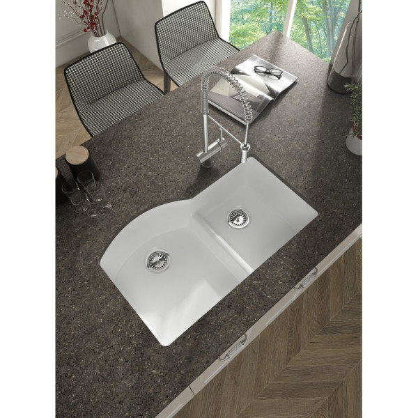 Empire YU33DDG Yorkshire Undermount 33" Double Bowl Kitchen Sink in White