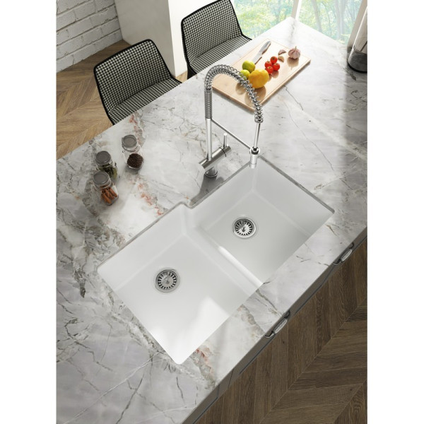 Empire YU33DSG Yorkshire Fireclay 33" Double Bowl Kitchen Sink in White
