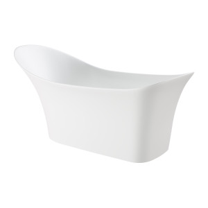 ALFI brand AB9915 74" White Solid Surface Smooth Resin Slipper Bathtub 